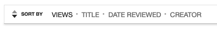 the archive.org collection listing sort bar, featuring the ability to sort by: views, title, date reviewed, creator